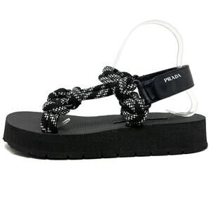 Prada Black Rope Canvas Sandals with Rubber Sole - Size 37.5